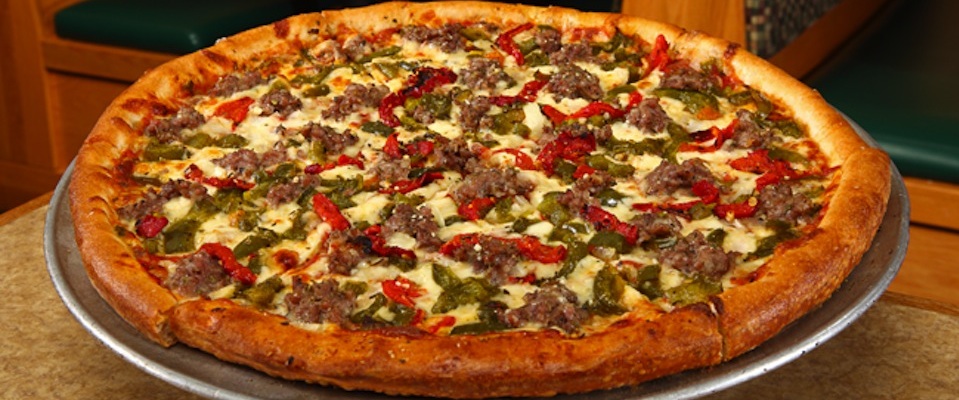 Marino's sausage and peppers pizza